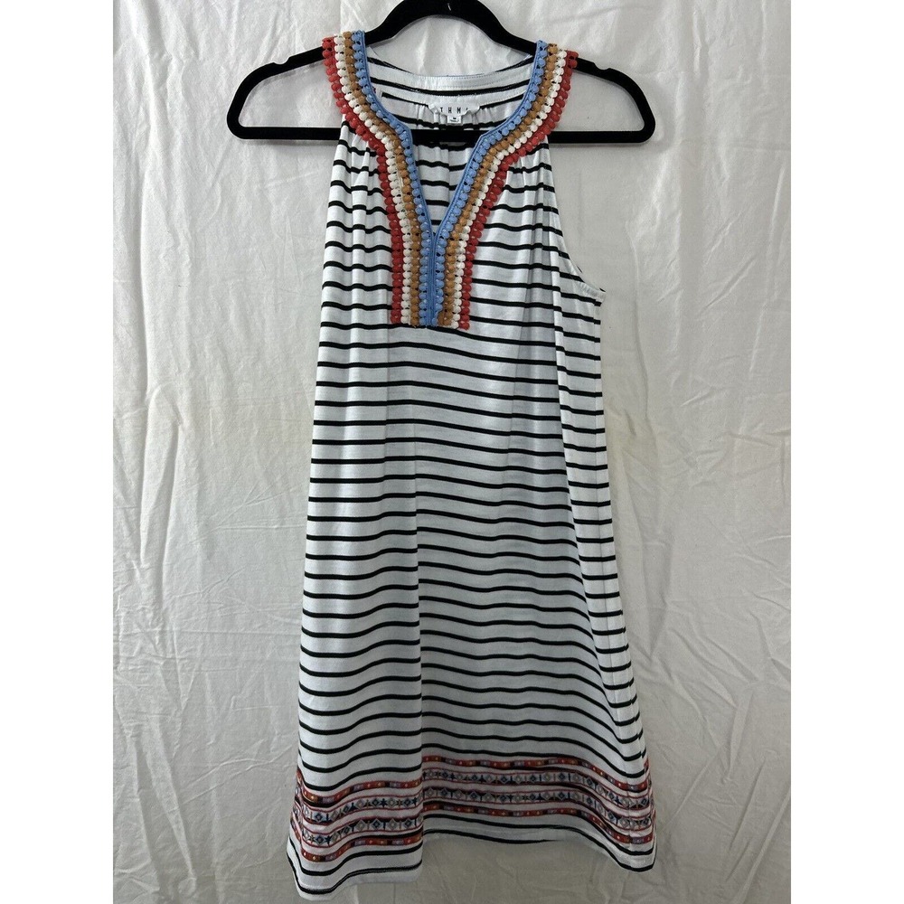 THML Anthropology V-Neck Embroidered Sleeveless Shift Dress Tunic Size M Boho